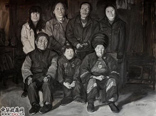 油画《全家福-1》，200x150CM