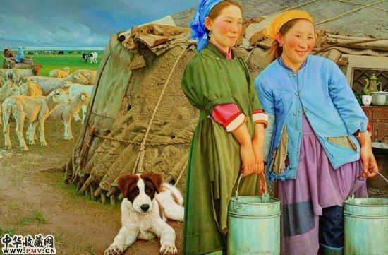 龙力游画作《母女》