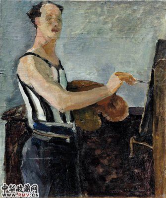 《画架旁的自画像》