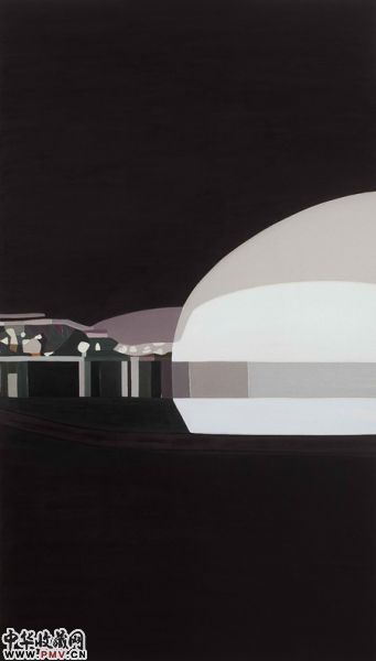 作品《大剧院》，布面油彩，80×140cm