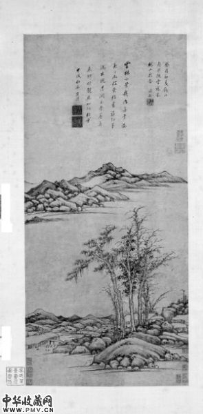 “四王”之一王时敏作品《仿倪云林山影图轴》。(上海博物馆供图）