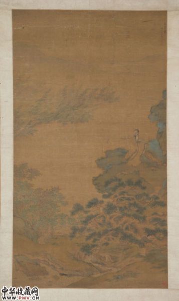 仇英《采芝图》轴 纵119.5厘米 横66厘米 绢本水墨设色