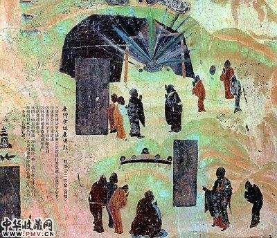 敦煌壁画中康僧会传教图。