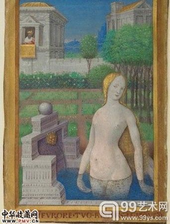 Jean Bourdichon，《拔示巴沐浴》，1498-1499