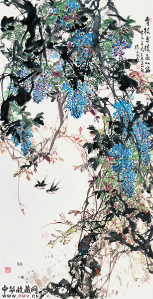 青枝万缕燕双飞  124cm×248cm  2013年 