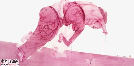 杨社伟作品 红系列之10 宣纸水墨2011  65X131CM  2011