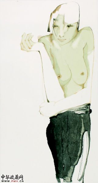 王哓珞作品：那支烟（97x51cm）纸本水墨