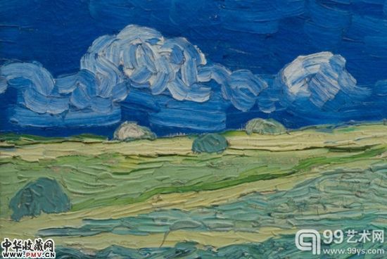 梵高1890年作品《雷电云下的麦田》(Wheatfield under thunderclouds)的“活现”复制品的细节