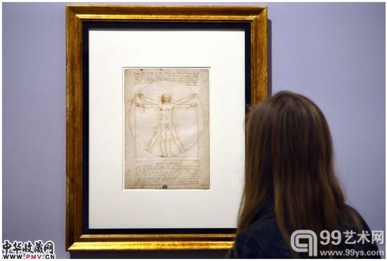图中展出作品为著名的《维特鲁威人》