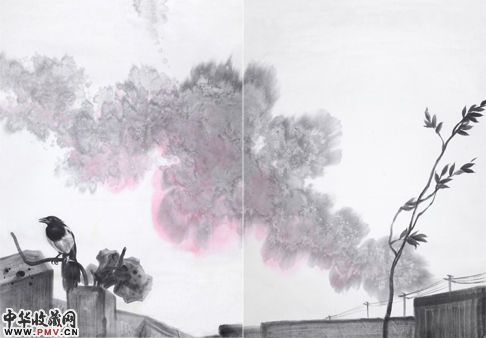 伊瑞 喜鹊之 纸本水墨 270x192cm 2011