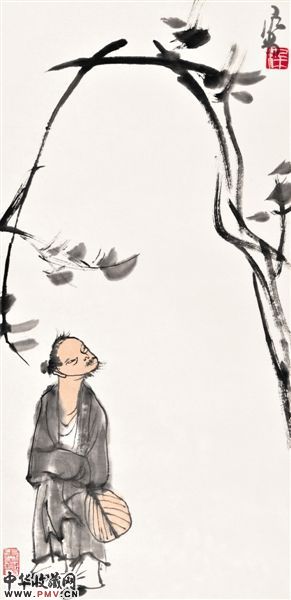 李可染的国画作品《纳凉图》(左图)和朱德群的油画作品《绿色的活力》（局部）同时在展览中亮相。虽是不同的艺术创作，却都能体现朴厚笃实的特点。