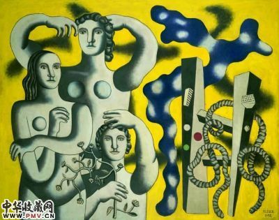 三个肖像的构图（布面油画） 128×230厘米 1932年 费尔南・莱热 巴黎蓬皮杜现代艺术中心藏