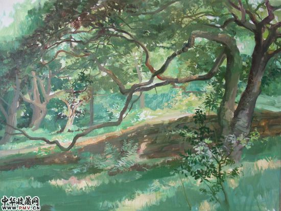 钟耕略〈绿色空间之一〉2014，油彩，麻布，45 X 60 cm