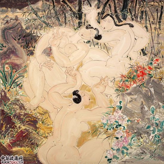 竹林深处之二. Deep in The Bamboo No.2 .2014. 190cm×190cm 布面油画. Oil on Canvas.赵梦歌