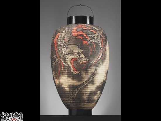 绘有龙与蛇的纸灯笼，葛饰北斋，1804年-1818年