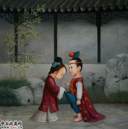 赵利民《宝黛初会》布面油画