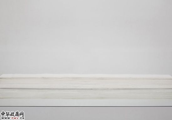 《山水自来去》，50×65cm，冰墨、生宣纸、镜面展台、影像、图片、背景音乐，2012