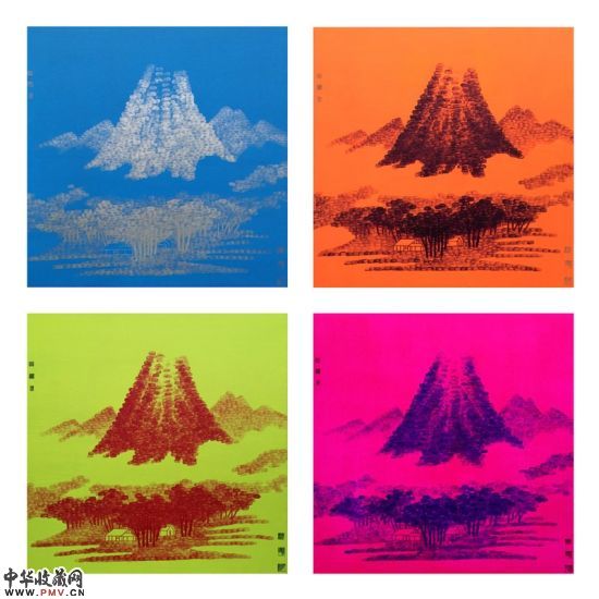《一指云山B―1、2、3、4》，100x100cm，画布丙烯 油彩，2007
