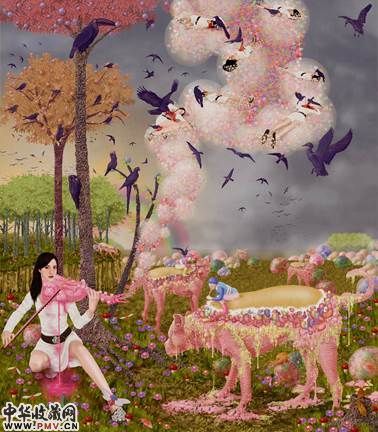 　　Les rêves saignent à l’appel des chiens mous 　　呼唤软狗的血腥的梦 　　126x110