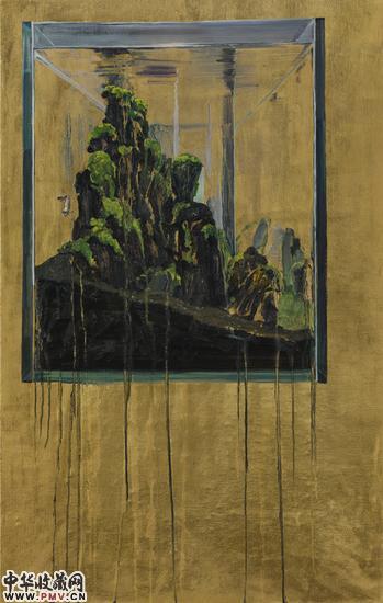 田园作品《物—之四十》 布面金箔油画 115x72cm 2014