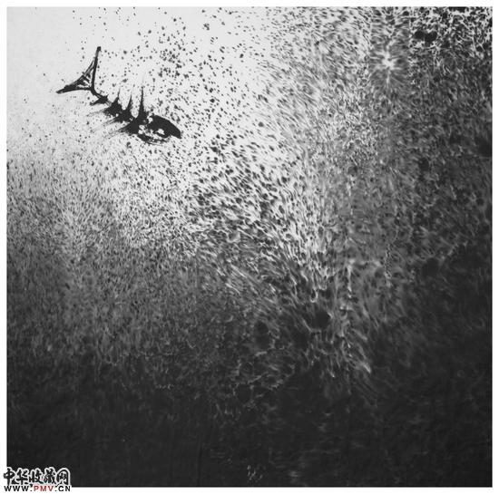 《鱼系列之二》68×68cm 宣纸水墨