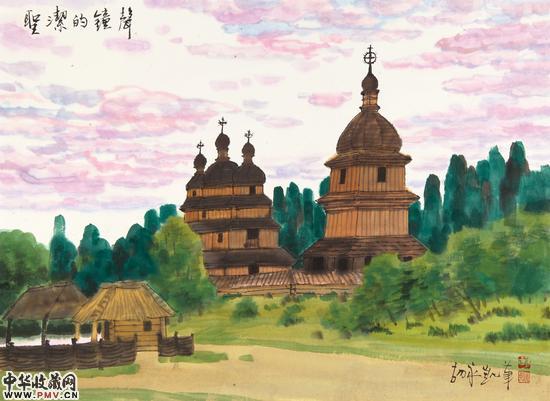 胡永凯  圣洁的钟声  39cm×53cm  2015年