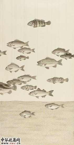 何曦 水族馆 纸本水墨 240×120cm 2015