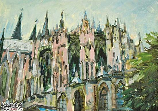 德国科隆大教堂 14×20CM 纸面油画 2002年