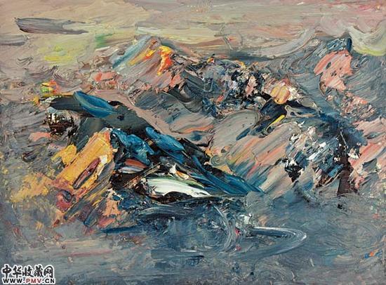 飞跃玉龙雪峰 15×20CM 纸面油画 2007年