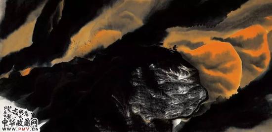 山光云影 A landscape of Mountains and 贾又clouds 68cm×138cm 2005年
