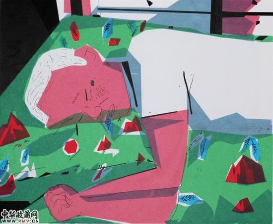 龚斌《没脑子先生》丝网版 30x35cm 2014