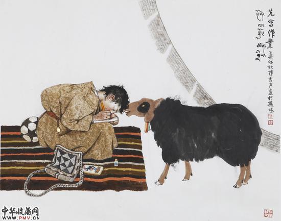 1.韩书力《先写作品》97x119.5cm 2015年 设色纸本