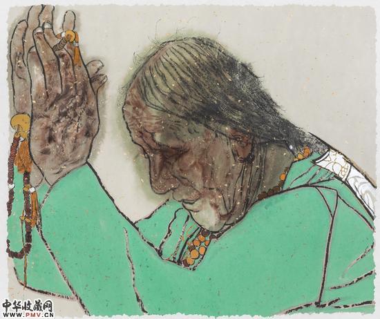 3.袁武《大昭寺的清晨之一》68x82cm 2014年 设色纸本