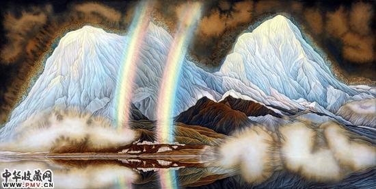 4.余友心《雪域彩练》100x199cm 布面重彩