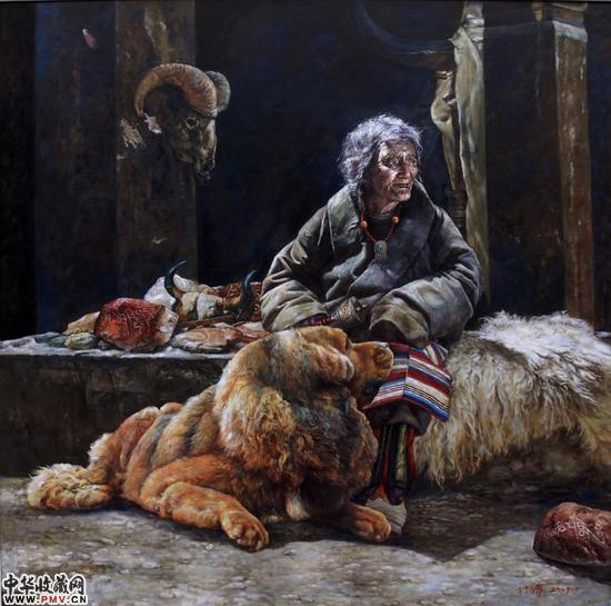 6.阿妈的伙伴 160x160cm 布面油画