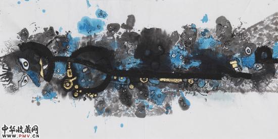 8.巴玛扎西《傩系列之三》67.5x133.5cm 2015年 设色纸本