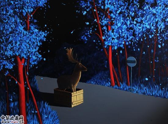 你好鹿先生 之四  张占占  100x140cm  布面油画   2015