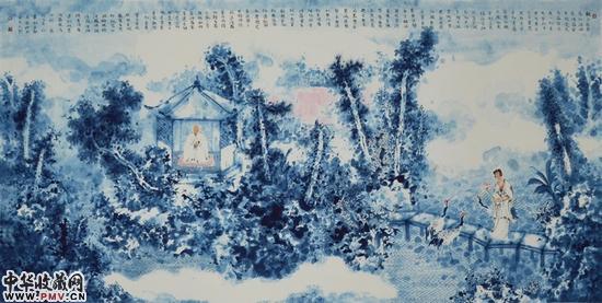 莲升  何洋 纸本设色  136×68cm  2015