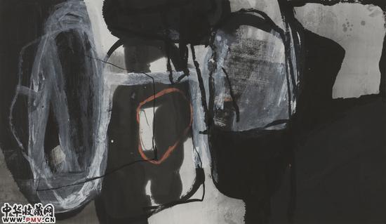 穿行 Flying through55x100cm 2015水墨综合ink and Mixed Media