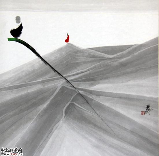 万境静观  纸本水墨 80×80cm 2012年 作者：田旭桐