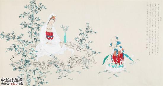 李巍松 善财童子拜观音图 93×185厘米 李巍松