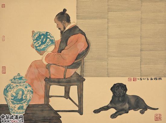 雅鉴图68X40CM纸本设色2011