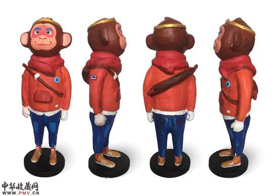 孙悟空 （树脂手工上色雕塑）  16x13x50cm