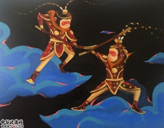 真假美猴王NO.3  100x80cm  布面油画  2015