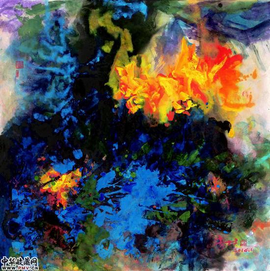 心境系列三 纸本彩墨 124×124cm 2016