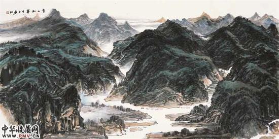 许钦松  《青山如黛》     69cm×137cm    2014年