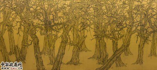 倪有鱼 Forest 布面油画 200x440cm 2014