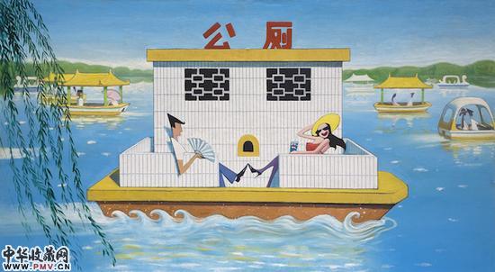 王兴伟 A Sunday Afternoon in the Youth Park 布面油画 165x300cm 2009