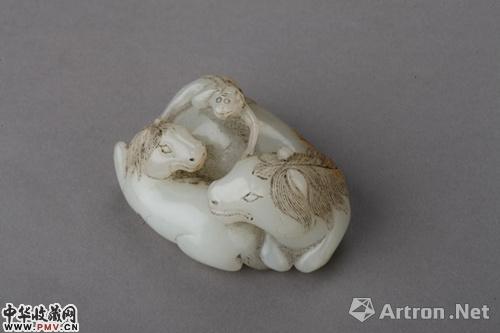 首都博物馆展出的清代白玉马上封侯饰件