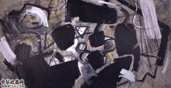 浮动的墨块172-328cm 布上丙烯 2015